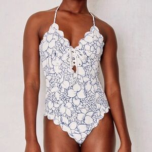 Marysia Broadway Tie Maillot One Piece L Reversible Blue Bougainvillea